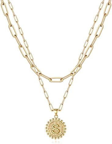 Yoosteel Christmas Gifts for Women, Gold Initial Necklaces for Women 14K Gold Plated Dainty Layer... | Amazon (US)