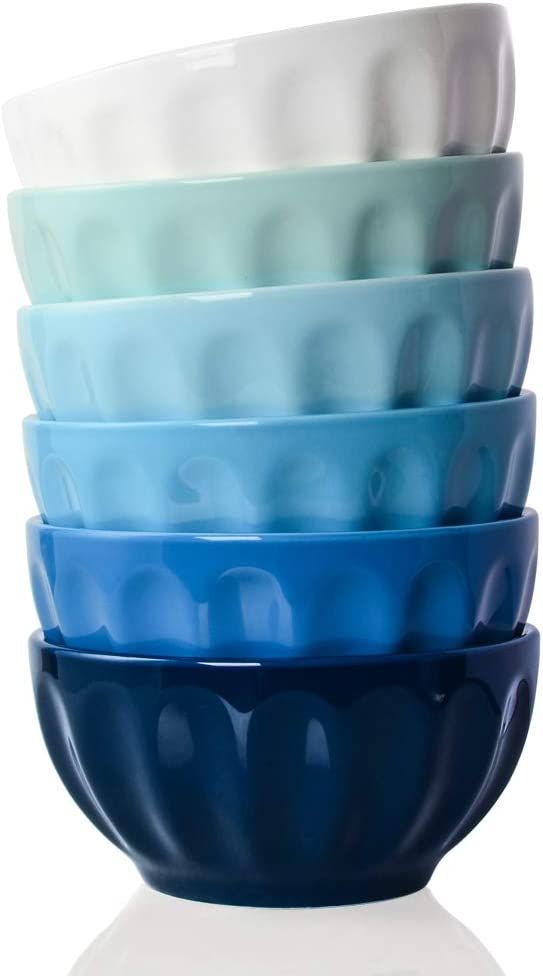 SWEEJAR Ceramic Fluted Bowl Set, 26 oz for Cereal, Salad, Pasta, Soup, Dishwasher Microwave Safe ... | Amazon (US)