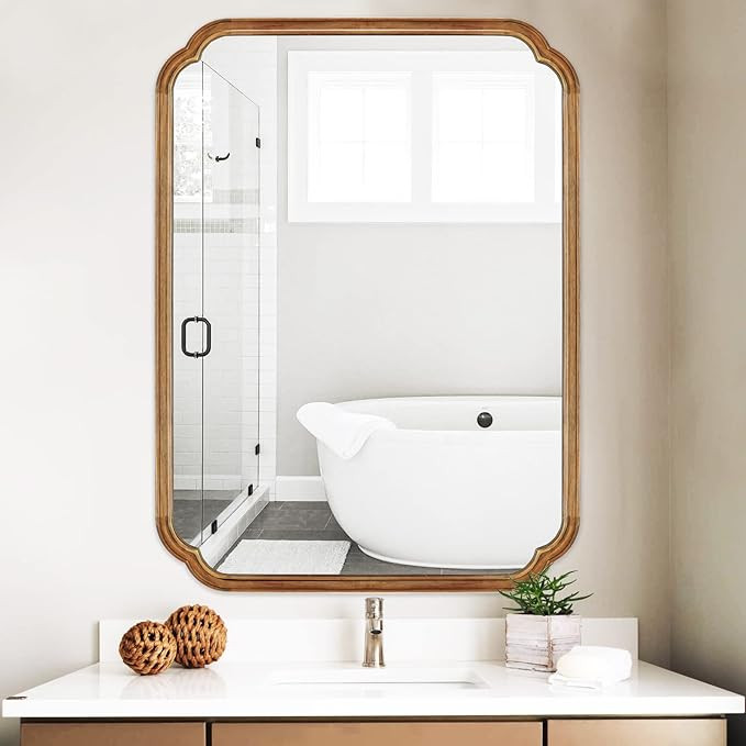 WallBeyond 30" x 40" Rounded Corner Arch Wall Mirror with Wood Frame for Entryway, Living Room or... | Amazon (US)