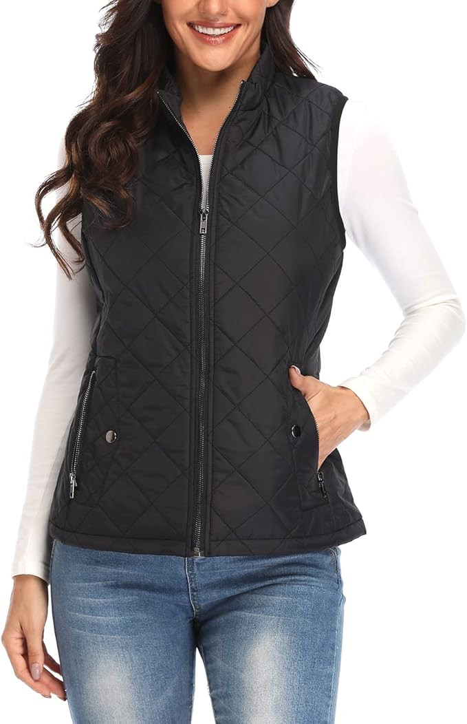 Argstar Women's Vest, Quilted Lightweight Zip Pockets Padded Gilet (XS-2XL) | Amazon (US)