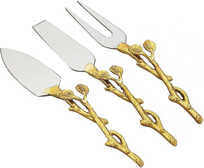 Elegance Golden Vine Cheese Spreader Set, 7.5", Silver/Gold | Amazon (US)