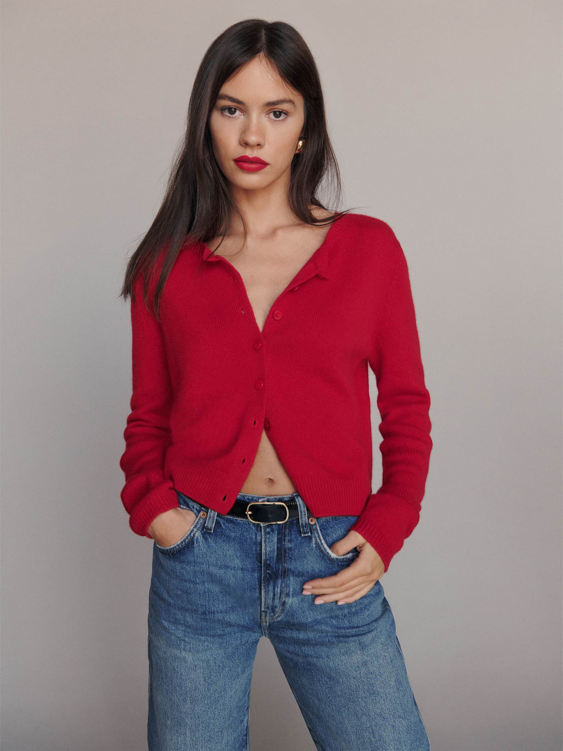 Clara Cashmere Crew Cardigan | Reformation (Global)