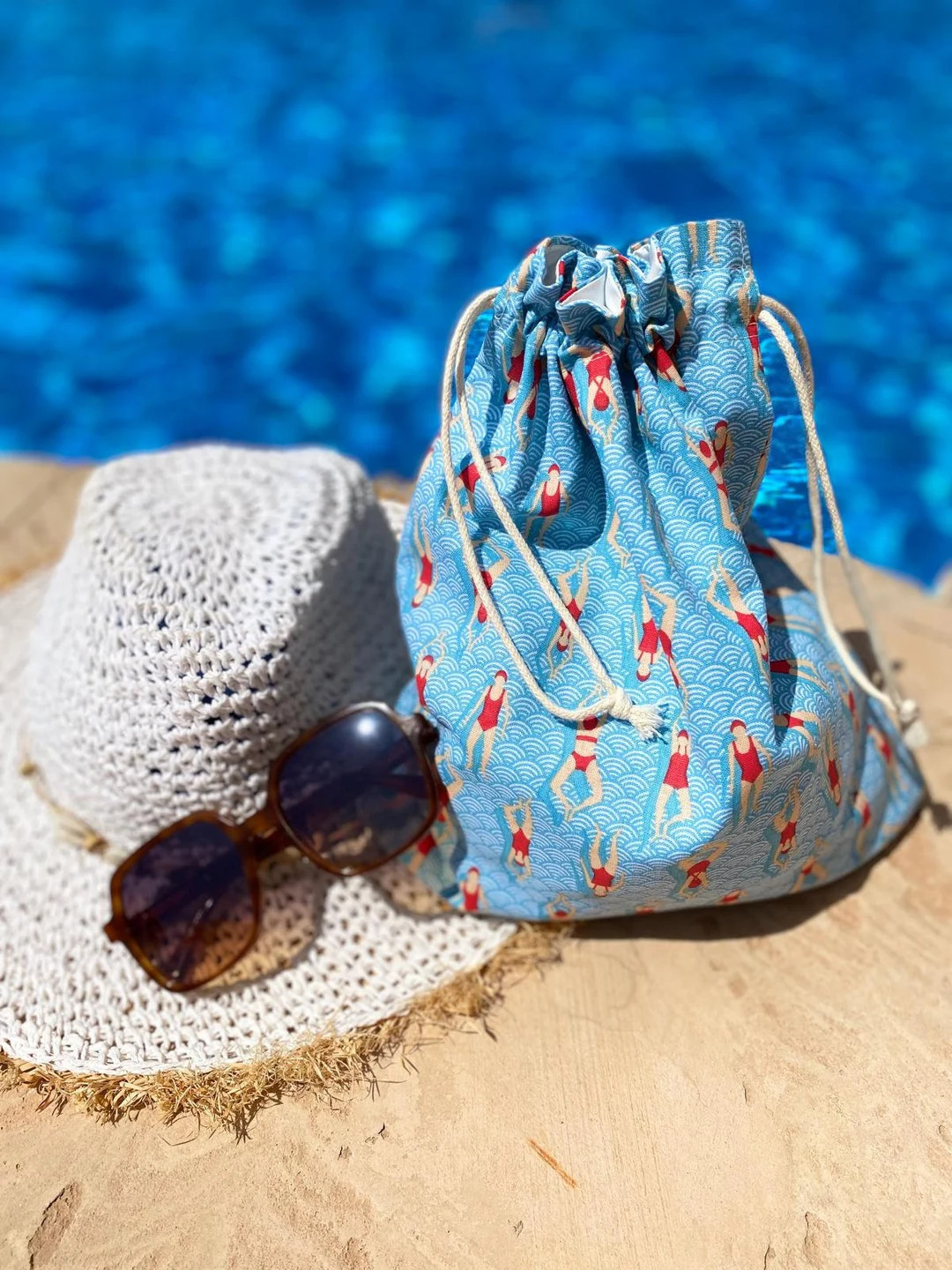 Waterproof Bag for the Pool or the Sea With Swimmer Pattern - Etsy | Etsy (US)