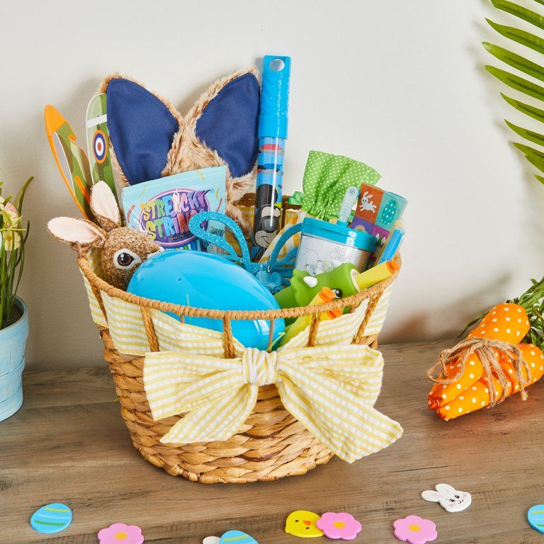 Way To Celebrate Easter Water Hyacinth Basket, Yellow | Walmart (US)