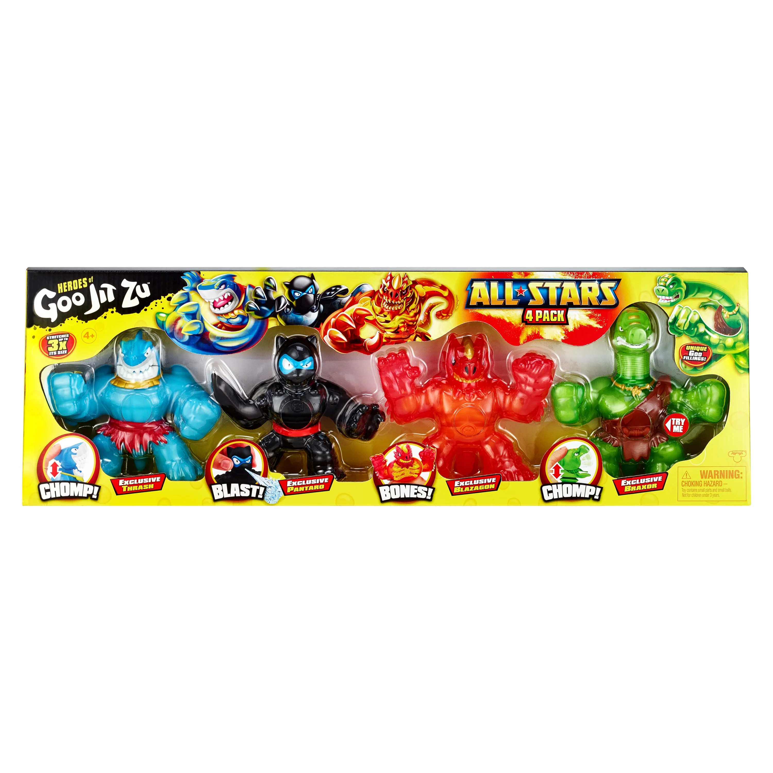 Heroes of Goo Jit Zu All Stars Pack - Thrash, Pantaro, Blazagon, Braxor, Boys, Toys for Kids Ages... | Walmart (US)