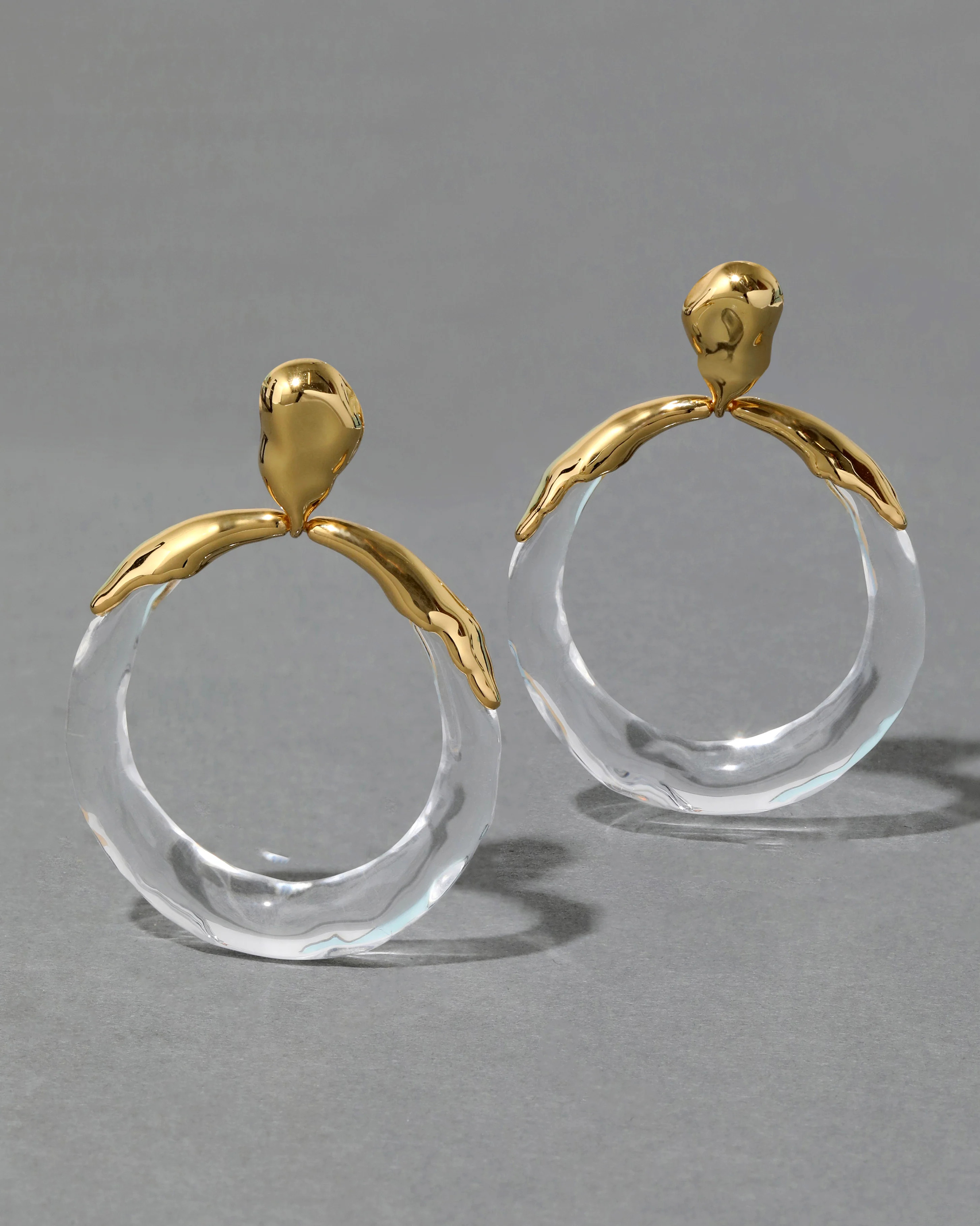 Clear Lucite Molten Large Drop Hoop Earring | ALEXIS BITTAR | Alexis Bittar