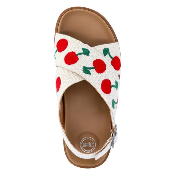 Wonder Nation Little and Big Girls Crossover Sandals | Walmart (US)