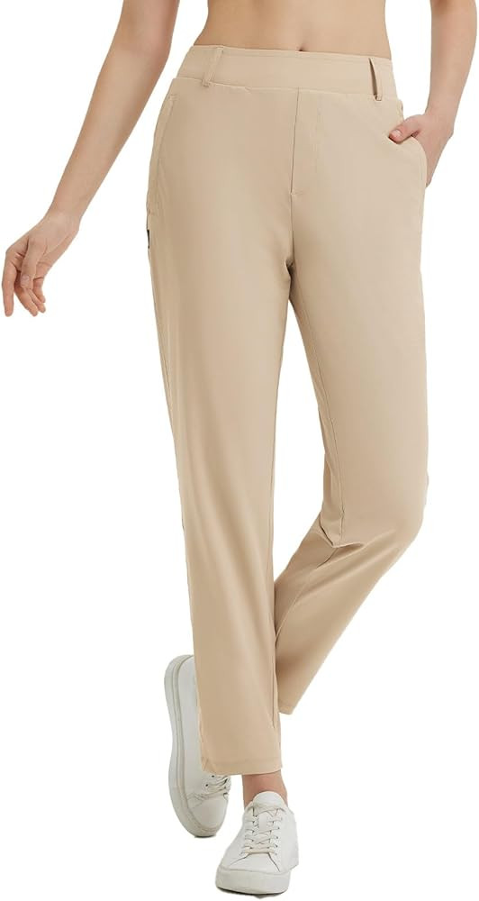baleaf Women's Golf Pants with Belt Loops Zipper Pockets Stretch Travel Work Bussiness Dressy Cas... | Amazon (US)