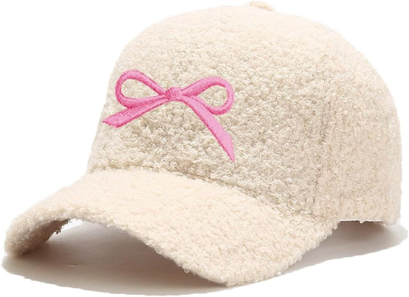 Avilego Winter Baseball Cap for Women Lamb Wool Solid Color Warm Baseball Cap for Outdoor Travel | Amazon (US)