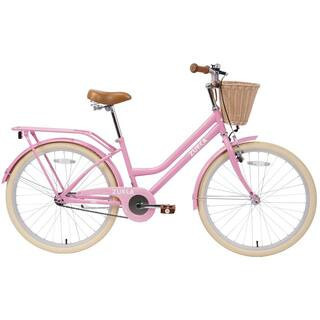 24 Inch Light Pink Steel Frame Girls Bike Equipped with Basket Rear Rack and Fenders for Outdoor | The Home Depot