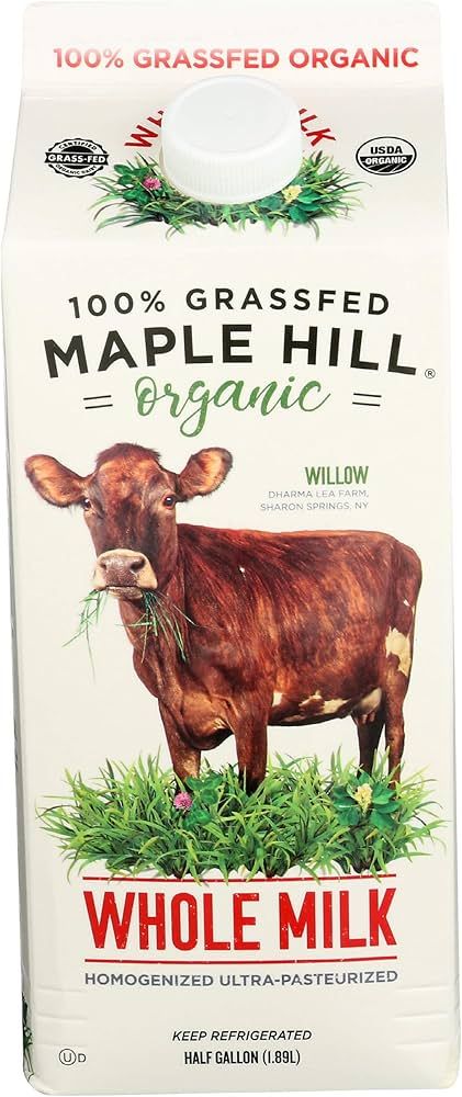 Amazon.com: Maple Hill Creamery 100% Grass-Fed Organic Whole Milk - Ultra Pasteurized USDA Organi... | Amazon (US)