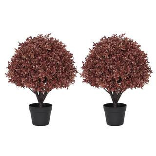 poetree 2 ft. Artificial Fall Boxwood Topiary Ball Trees in Pots (2-Pack) HD60DGJLCOYER - The Hom... | The Home Depot