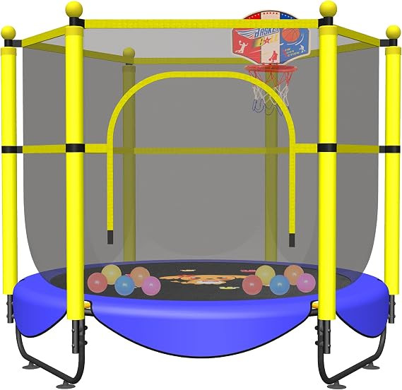 60" Trampoline for Kids, 5 FT Indoor & Outdoor Small Toddler Trampoline with Basketball Hoop, Saf... | Amazon (US)