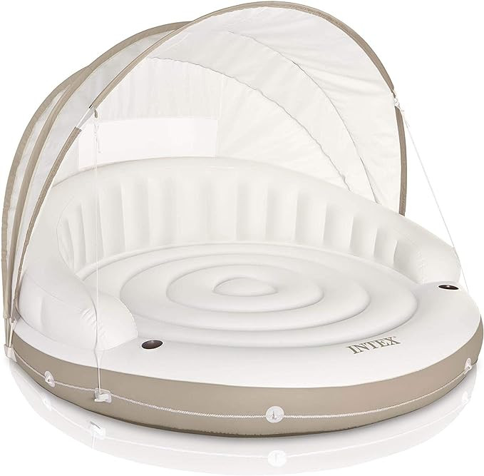 Intex 58292EP Canopy Island Inflatable Pool Float: Comfortable Lounge Surface – Built-in Cup Ho... | Amazon (US)