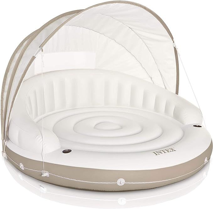 INTEX 58292EP Canopy Island Inflatable Pool Float: Comfortable Lounge Surface – Built-In Cup Ho... | Amazon (US)