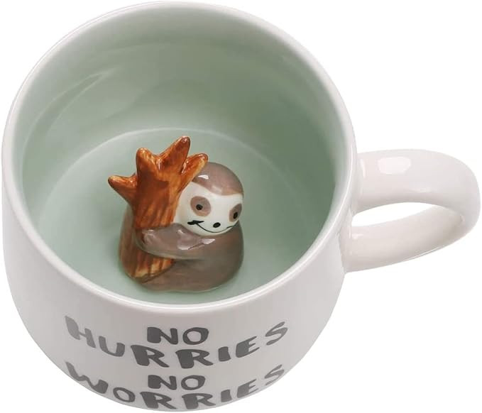 Sloth Ceramic Cup Hidden 3D Animal Inside Mug,12 oz Cute Cartoon Handmade Figurine Mugs,Christmas... | Amazon (US)