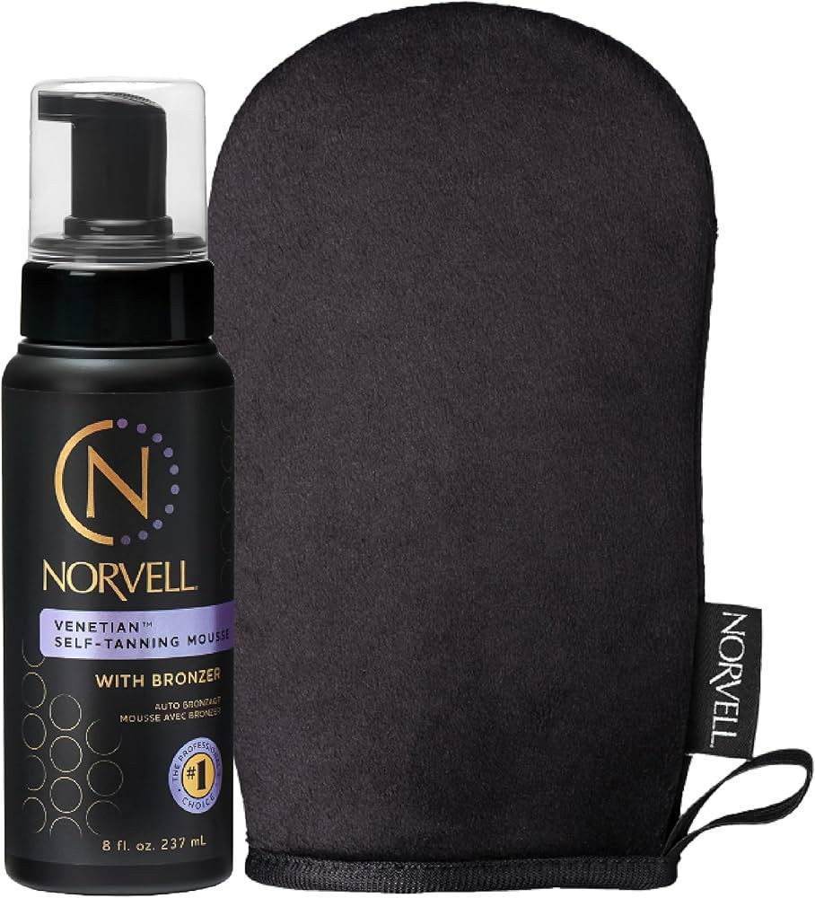 Norvell Venetian Self Tanning Set – 8 Fl Oz Mousse with Bronzer and Reusable Applicator Mitt fo... | Amazon (US)