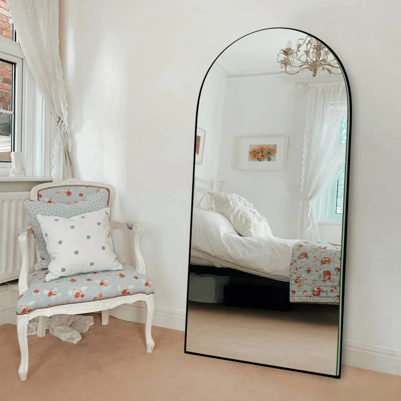 Leeron Oversized Arch Solid Wood Floor Mirror with Stand | Wayfair North America