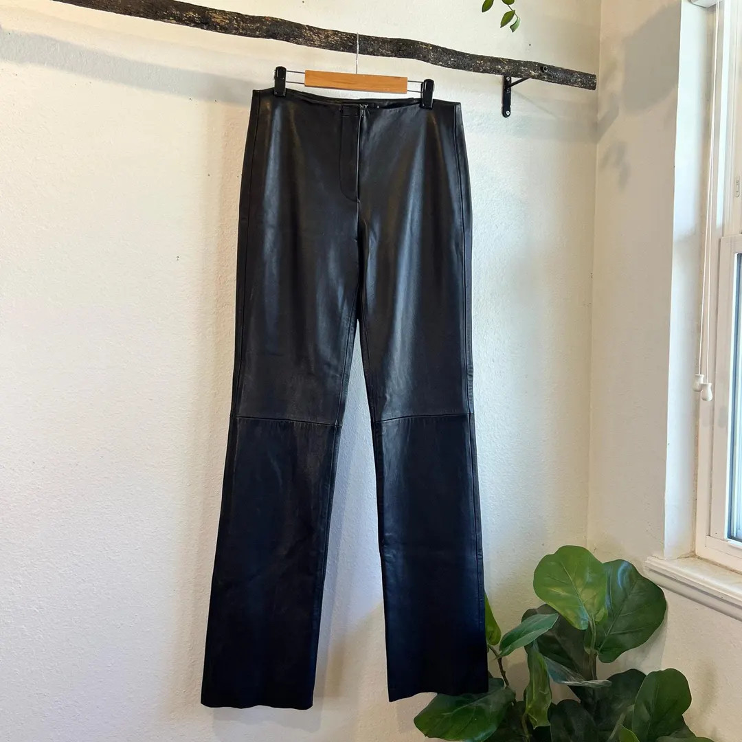 Vintage DKNY Black Soft Genuine Leather Low Rise Zipper Straight Pants Size 8 - Etsy Canada | Etsy (US)