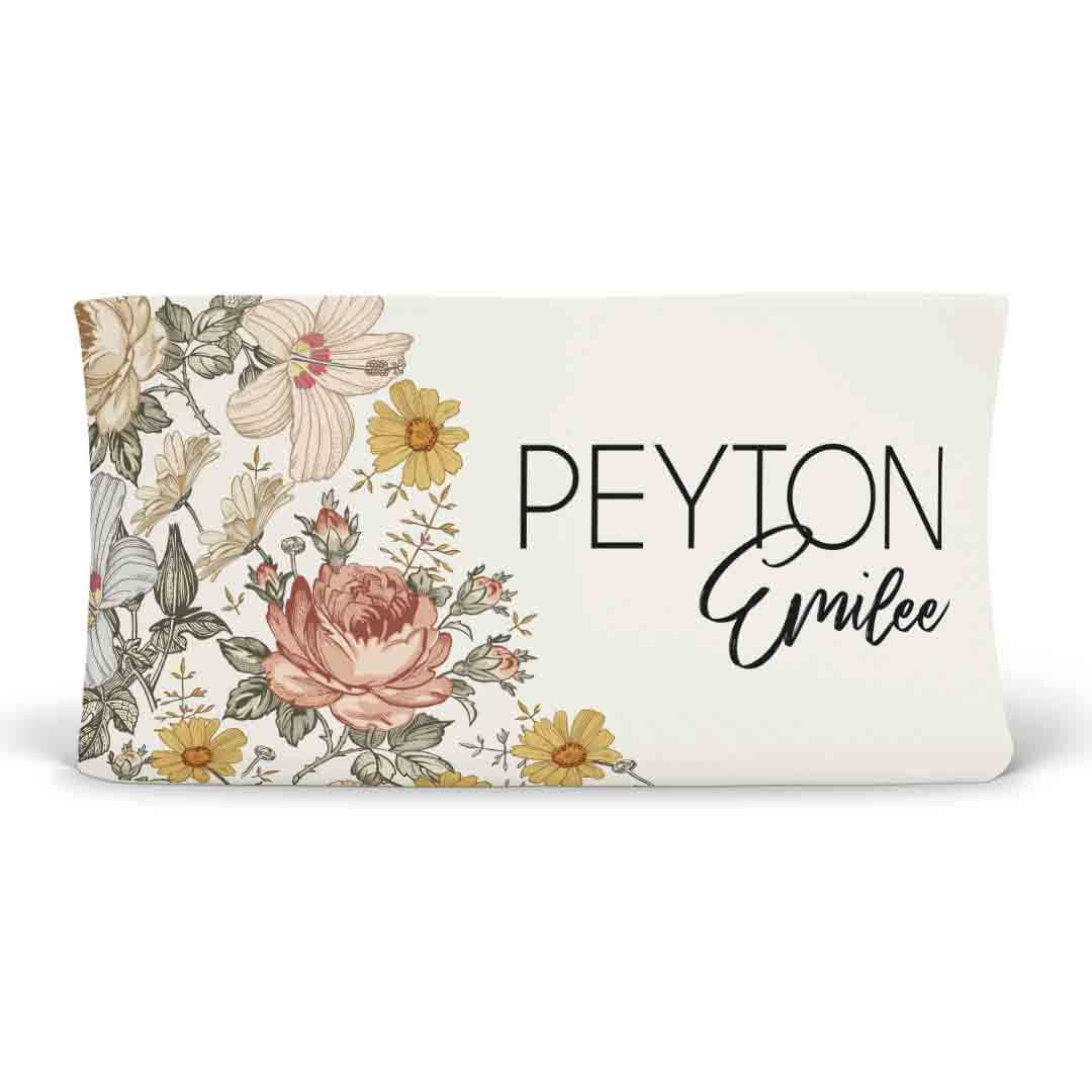 Peyton's Vintage Floral Personalized Changing Pad Cover | Caden Lane