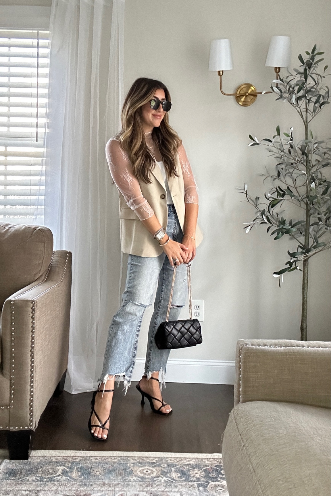 Cute blazer vest outfit! Xx wearing meds and TTS in jeans. 

Date night outfit, girls night outfit, casual Fridays in the office, jeans outfit. 

#LTKSeasonal #LTKstyletip #LTKfindsunder100