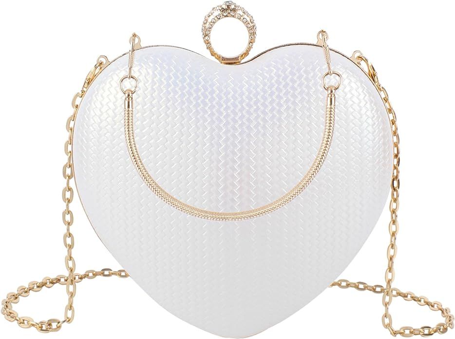Heart Shaped Evening Purse Velvet Clutch Purse Solid Evening Bag | Amazon (US)