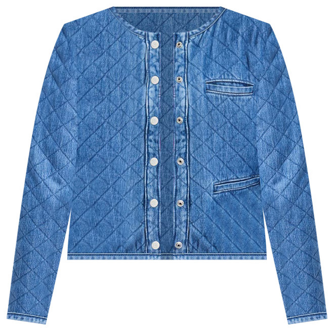 Petite Quilted Denim Jacket in Mid Indigo Wash | LOFT