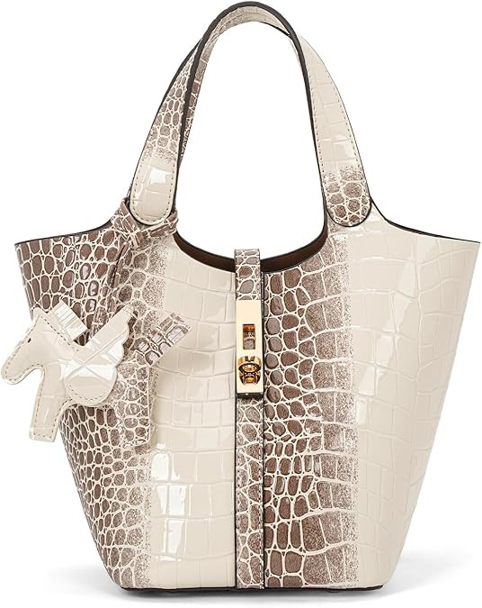 Tote Bag for Women Vegan Leather Bucket Purse for Women Top Handle Handbag Shoulder Bag with Deta... | Amazon (US)