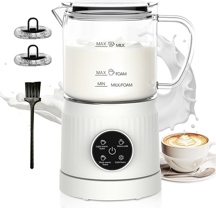 Casimhu 4-in-1 Milk Frother, Electric Milk Frother and Steamer with LED Touch Screen, Ceramic Lin... | Amazon (US)