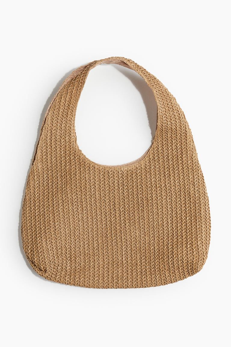 Straw Shoulder Bag - Dark beige - Ladies | H&M US | H&M (US + CA)