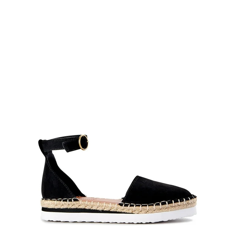 Time and Tru Women's Ankle Strap Espadrille Flats | Walmart (US)