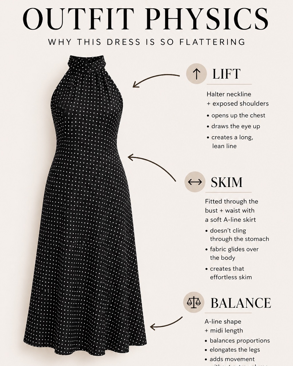✨Tap the bell, save and ❤️ for over 40 fashion, midlife style, midsize fashion and luxury looks for less. h

This dress works because of three things:
• Lift – the halter  neckline and subsequently square neck line draws the eye up
• Skim – the fabric floats, it doesn’t cling
• Balance – the shape and length  evens everything out
That’s Outfit Physics.
The clothes create the shape… not your body.
Follow for more Outfit Physics 🤍


👑"Helping you look good, feel good!" - Lindsey Denver

#LTKOver40 #LTKMidsize #LTKPlusSize