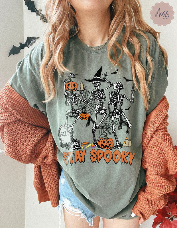 Comfort Colors Stay Spooky Dancing Skeleton Halloween Vintage Shirt, Funny Halloween TShirt, Spoo... | Walmart (US)