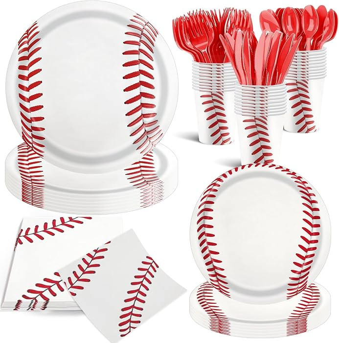 140 Pcs Baseball Party Supplies Bundle Paper Plates Napkins Baseball Themed Birthday Party Suppli... | Amazon (US)