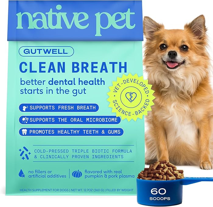 Native Pet GutWell Clean Breath - Dog Breath Freshener & Dog Dental Powder - Teeth Cleaning to Re... | Amazon (US)
