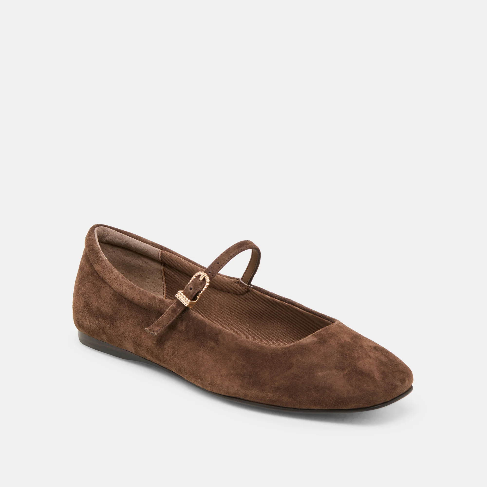 REYES Dk Brown Suede Mary-Jane Ballet Flats | Dolce Vita | DolceVita.com