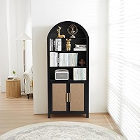 71" Tall Arched Cabinet with Storage, Modern Farmhouse 6-Tier Arched Bookcase with Door, Boho Arc... | Amazon (US)