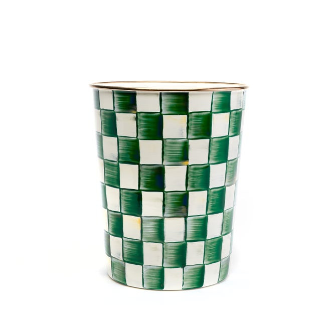 Emerald Check Waste Bin | MacKenzie-Childs