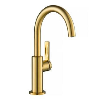 Oletto Single-Handle Kitchen Bar Faucet in Brushed Brass | The Home Depot