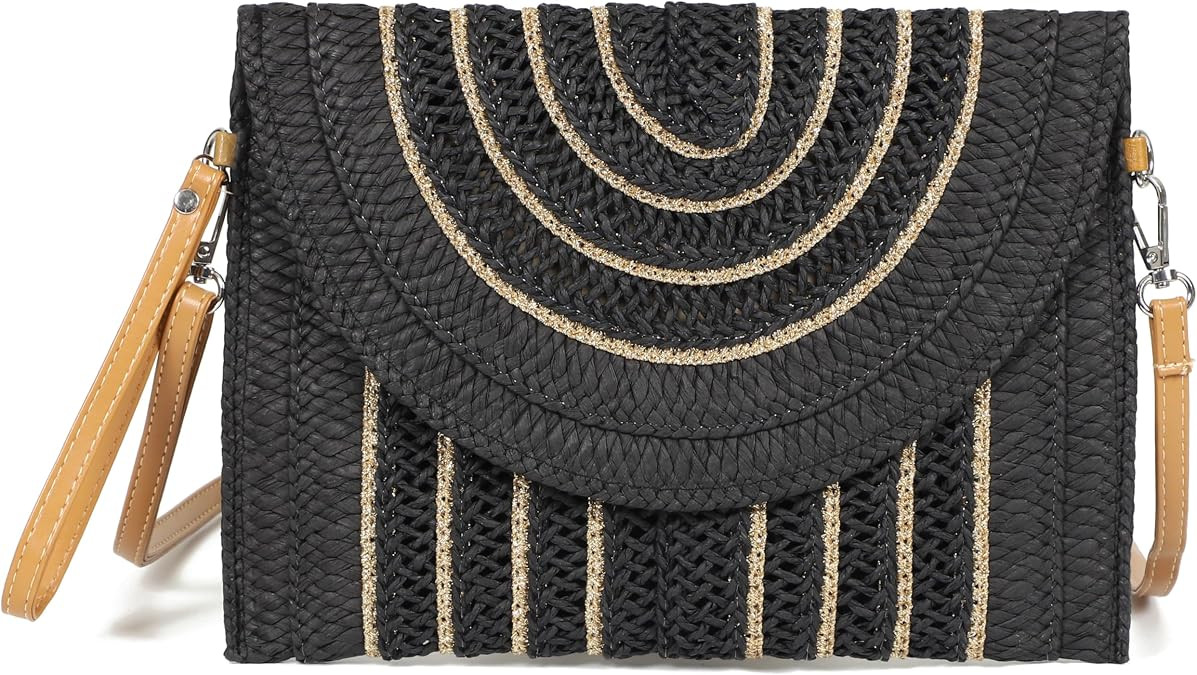 LA CARRIE Beach Bags Straw Purse for Women Clutch Envelope Crossbody Bag | Amazon (US)