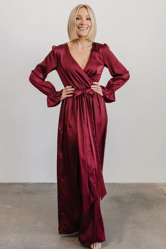 Holly Satin Maxi Dress | Cranberry | Baltic Born