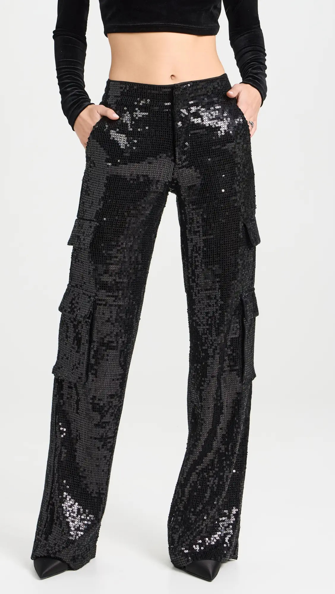 alice + olivia Hayes Sequin Wide Leg Cargo Pants | Shopbop | Shopbop