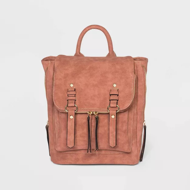 VR NYC Backpack with Stud Tab Trim - Clay Pink | Target