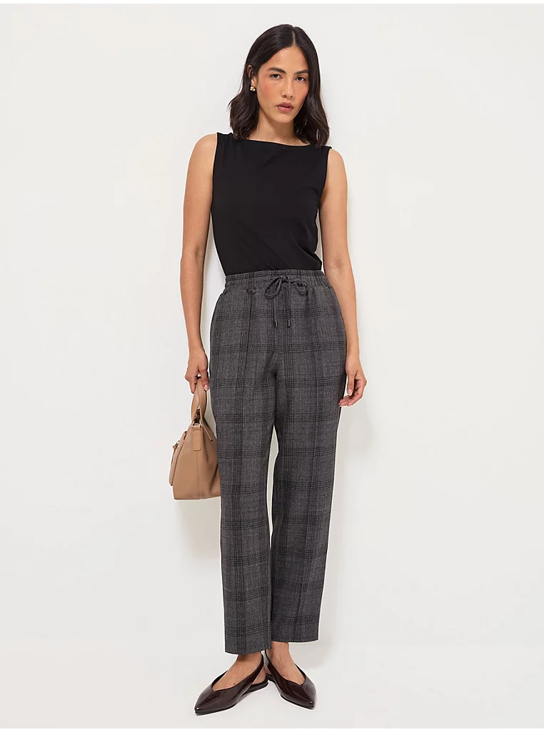 Dark Grey Check Tapered Woven Joggers | George