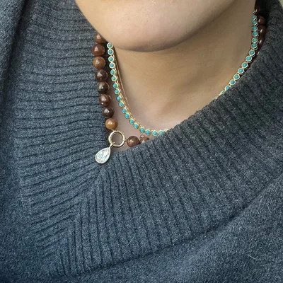 Nina Semi-Precious Necklace - Gold/Turquoise | BaubleBar