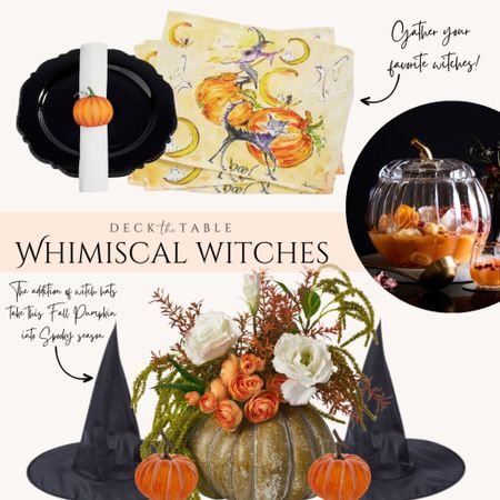 Ok where my witches at? I’m not letting the kids have all the fun this Halloween! We’re taking girls night up a notch with this spellbinding table & serving up some Sparkling Spiced Pumpkin Punch! Who’s with me? 
Ingredients
▢ 1 cup pumpkin puree
▢ 4 cups apple cider
▢ 2 cups orange juice
▢ 1 cup spiced rum
▢ 1 teaspoon ground cinnamon
▢ 2 bottles well chilled champagne or sparkling wine (.75 liters each)
▢ sliced oranges, apples, cranberries, cinnamon sticks, star anise for garnish, if desired.
Instructions 
1. In a punch bowl, whisk together the pumpkin puree, apple cider, orange juice, rum and cinnamon until well combined and the pumpkin has dissolved.
2. Pour the champagne into the punch bowl and stir briefly.
3. Garnish the punch with cranberries, sliced oranges, apples, cinnamon sticks and star anise, if desired.
4. Serve immediately.

Recipe via The Suburban Soap Box
#deckthetable 

#LTKHalloween #LTKhome #LTKSeasonal