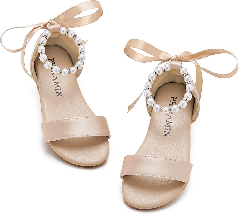 Toddler Girl Sandals - Flower Girl Summer Dress Shoes Open Toe Little Kid Wedding Party | Amazon (US)