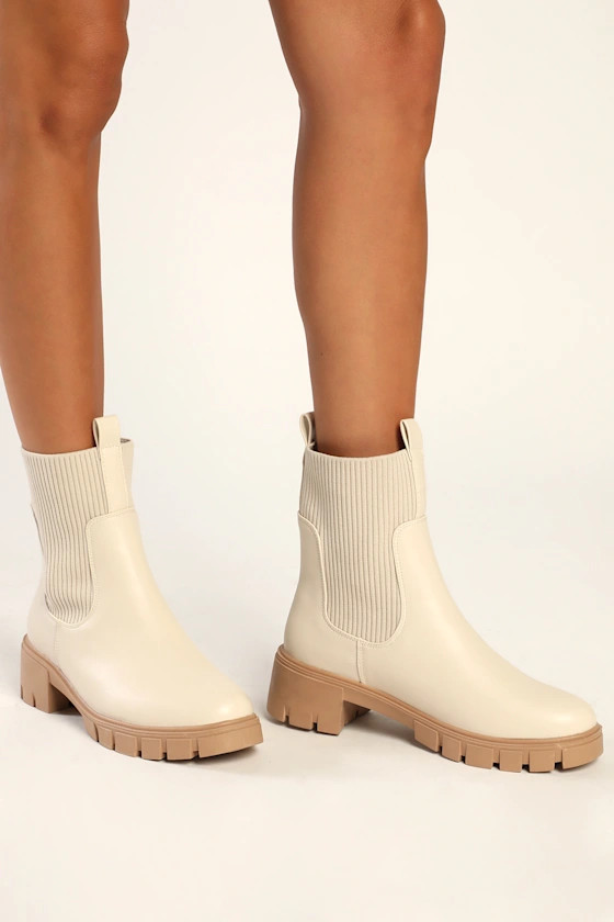 Renley Off White Platform Lug Sole Booties | Lulus (US)