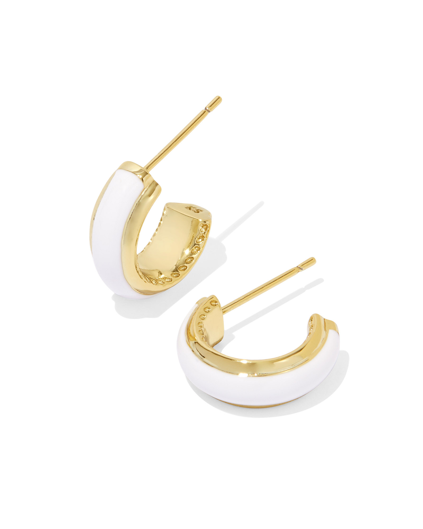 Ainsley Gold Huggie Earrings in White Enamel | Kendra Scott | Kendra Scott