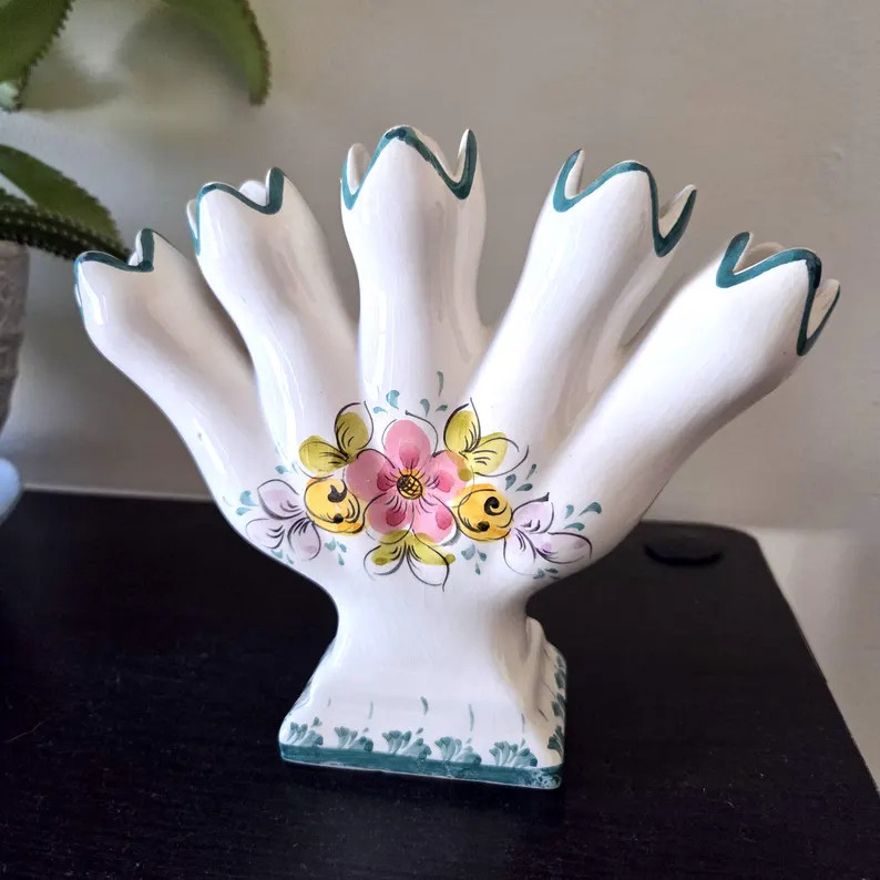 Vintage Portugal Hand-painted Tulip Vase – 6.5" Multi-spout Floral Pottery - Etsy | Etsy (US)